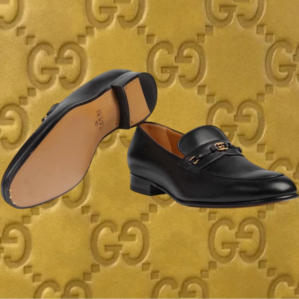 Brand New Gucci Black Loafers with Gold Detail - ( No Low Ball Offers Please ) - Picture 6 of 10